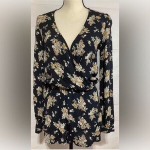 Blue Life Long Sleeve Floral Romper - Size XS